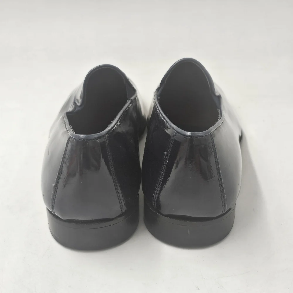 Duca by Matiste Navy Patent Leather Smoking Slipper Loafers Almond Toe Size 40 E
